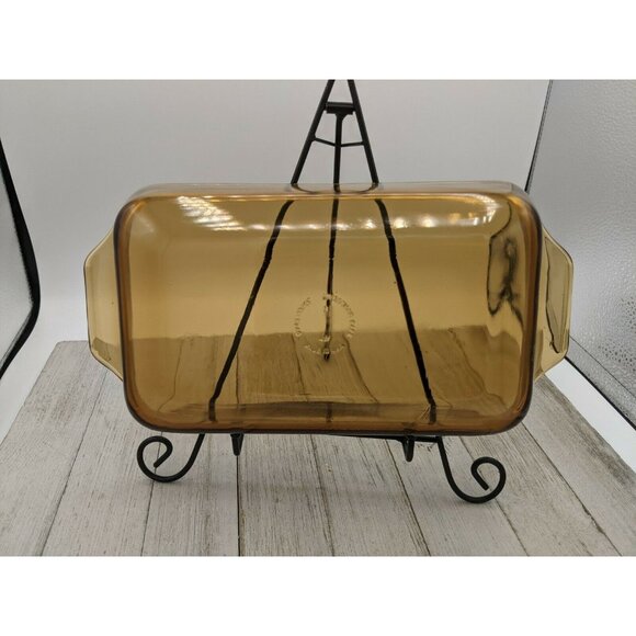 Vintage Anchor Hocking #2 Amber Glass 447 Small Utility Loaf Pan 1 1/2 Pint - Picture 1 of 4